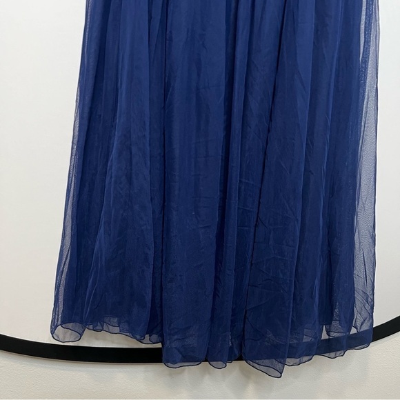 Eva Brazzi Black Tie Navy Blue Lace Front Strapless Chiffon Evening Gown. Size 8 - Picture 9 of 16